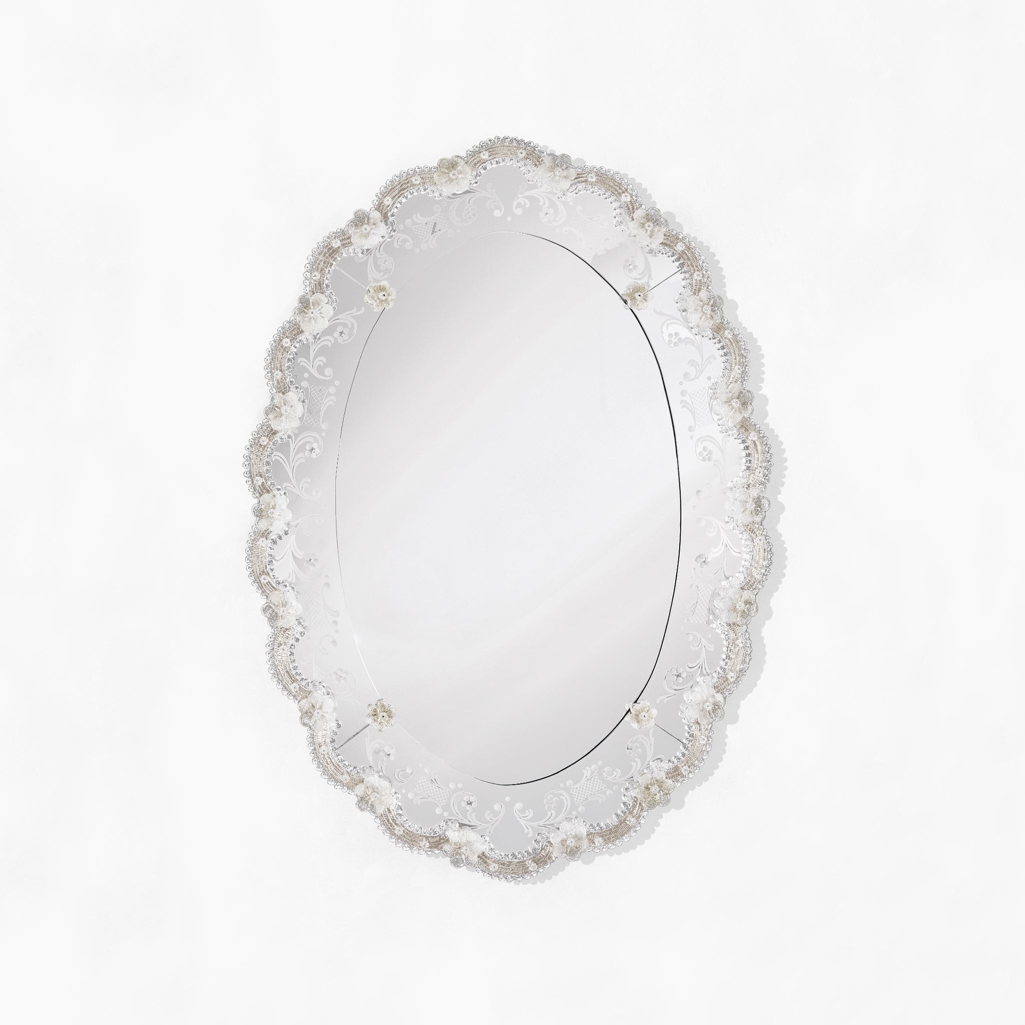 Decorative Crafts Friza Silver Murano Glass Mirror