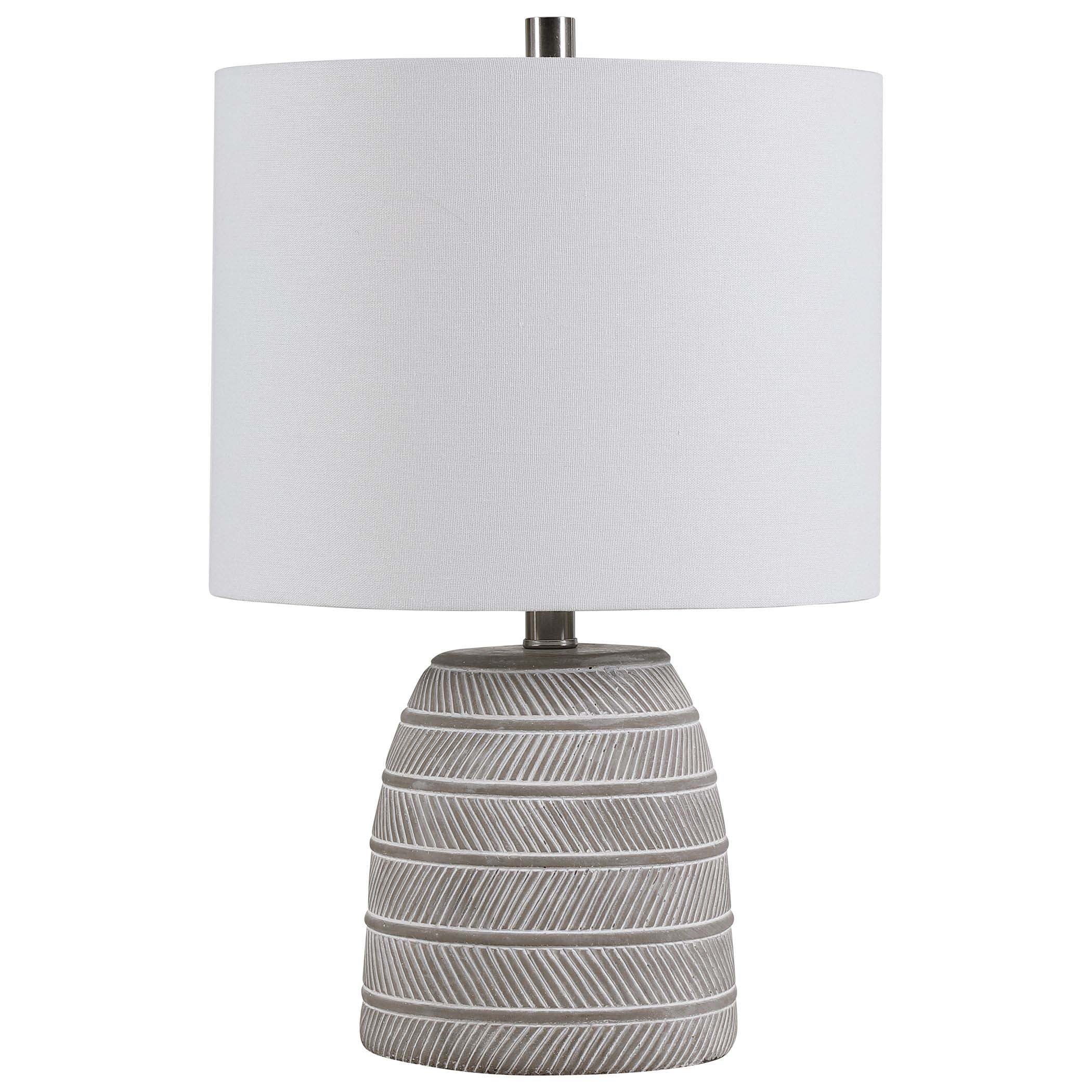 Home Decor Concrete Base Table Lamp - Accented With Brushed Nickel Plated Details
