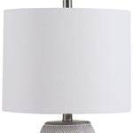 Home Decor Concrete Base Table Lamp - Accented With Brushed Nickel Plated Details