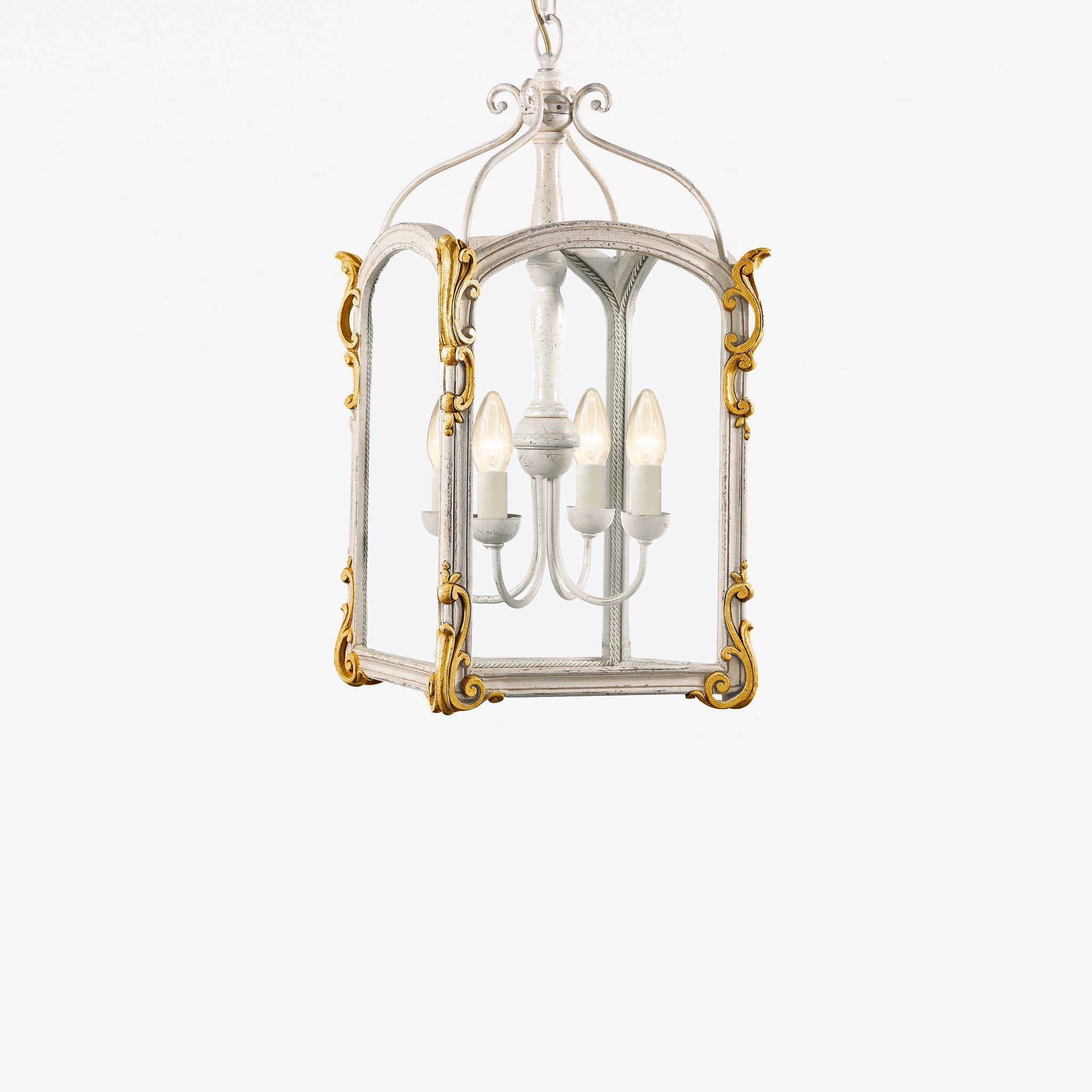 Decorative Crafts Adelina White & Gold Lantern - Vnn8-Wg25