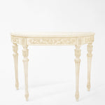 Traditional Italian carved wood white console table.