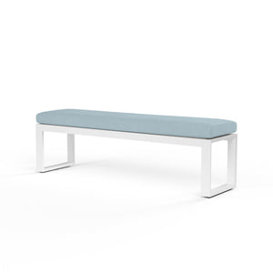 Sunset West - Newport Dining Bench - Sunbrella Grade A Fabric No Welt - Frost Finish - SW4801-BNCH