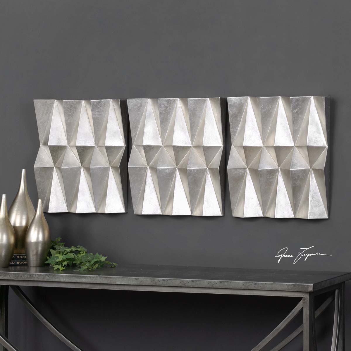 Uttermost Maxton Multi-Faceted Panels S/3