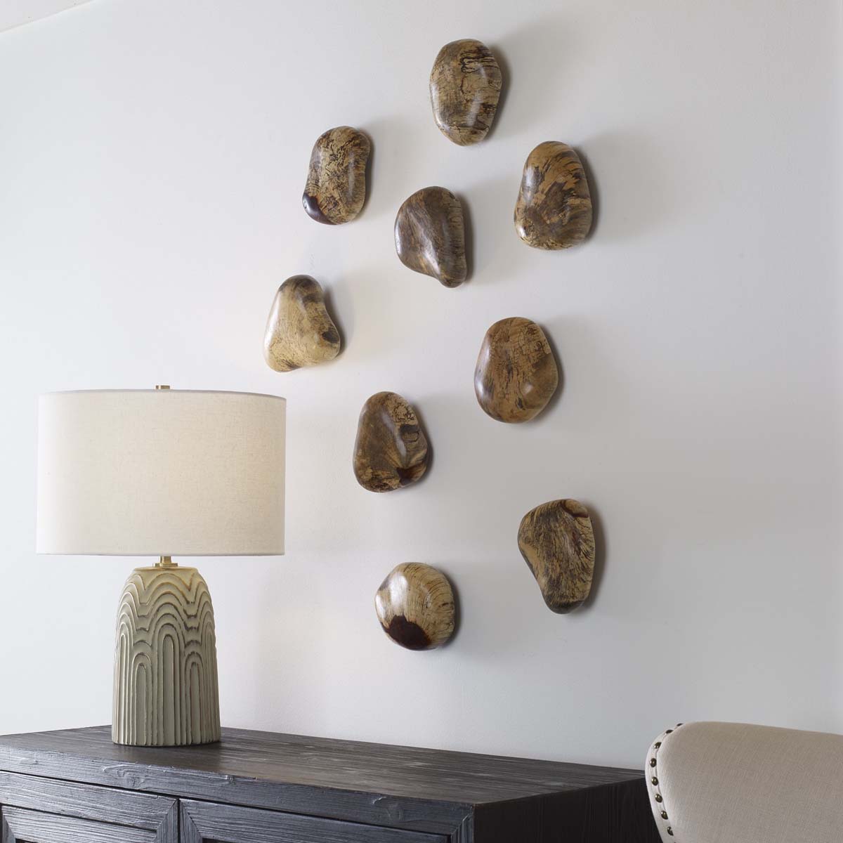 Uttermost Pebbles Blonde Wood Wall D��cor, S/9