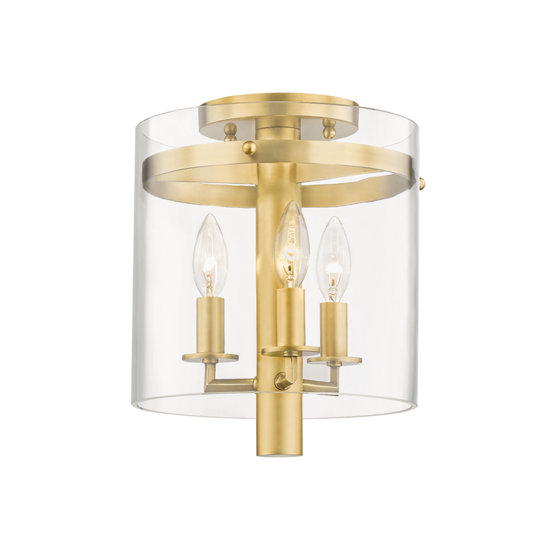 Hudson Valley Lighting Baxter 3 Light Flush Mount - Aged Brass