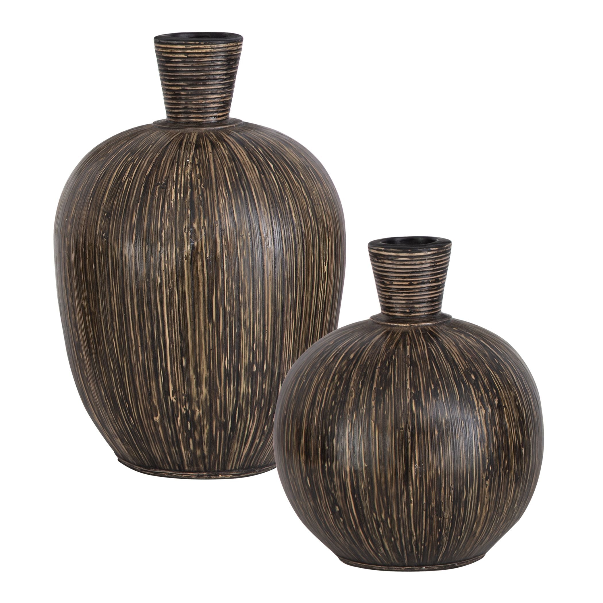 Uttermost Islander Black Vases S/2
