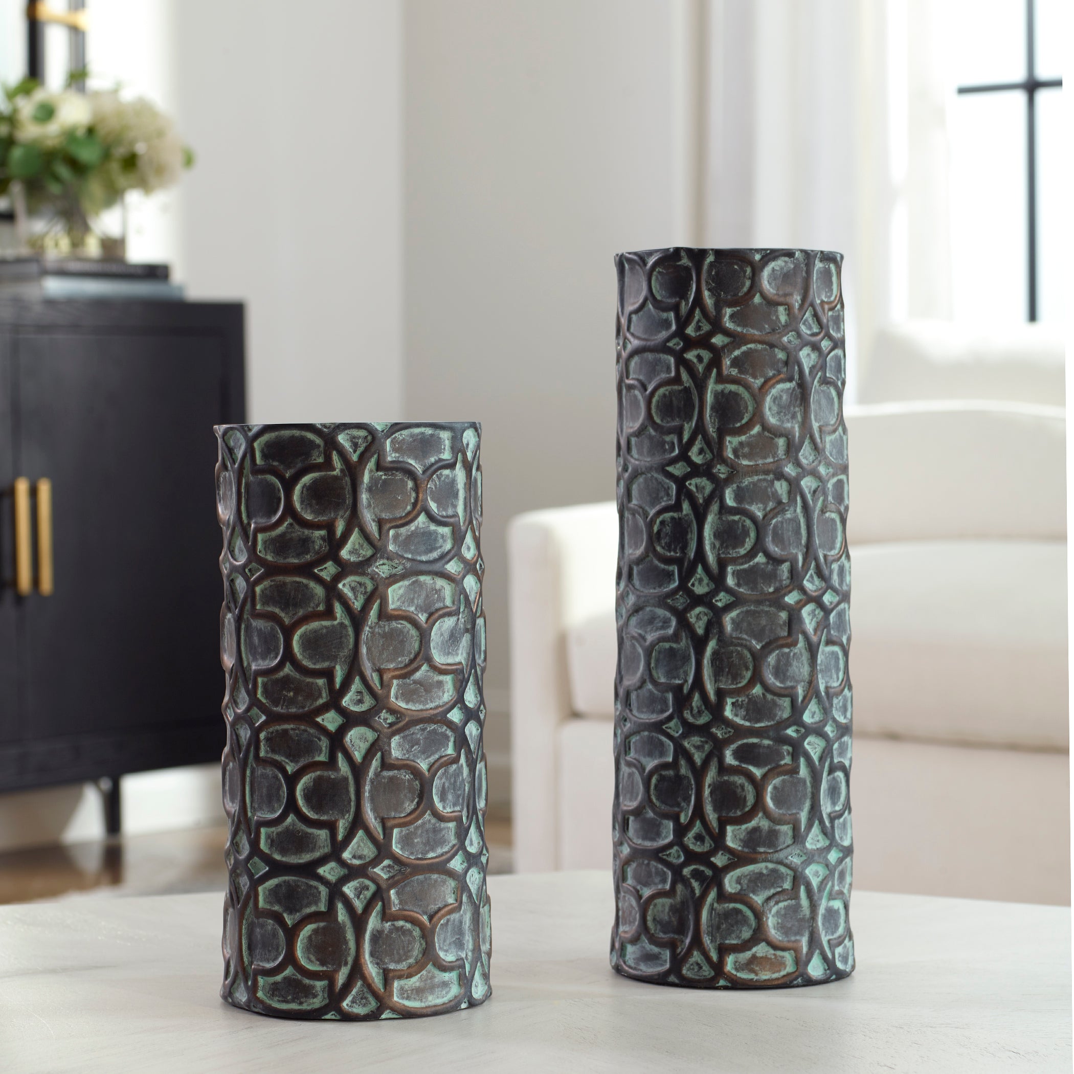 Uttermost Baltra Bronze Patina Vases S/2