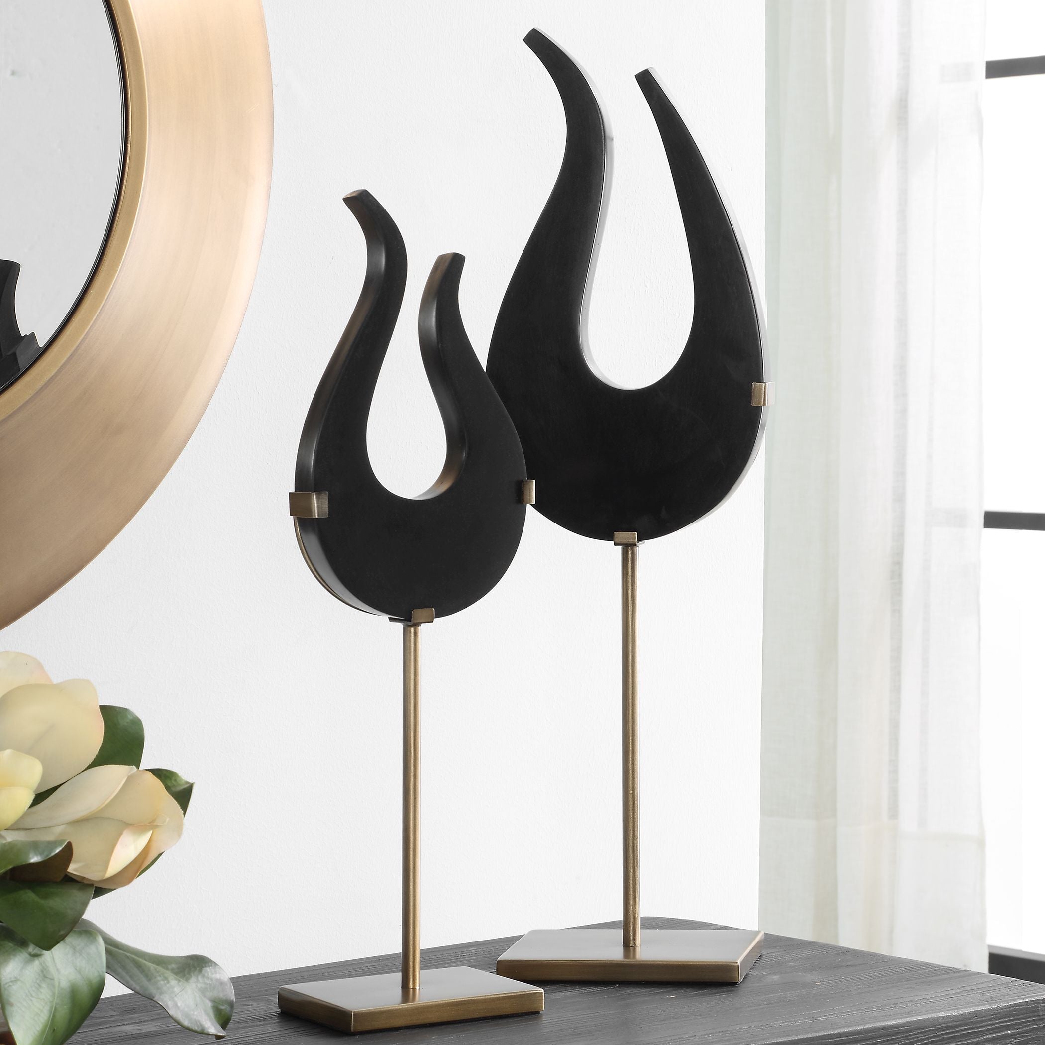 Uttermost Black Flame Sculptures S/2