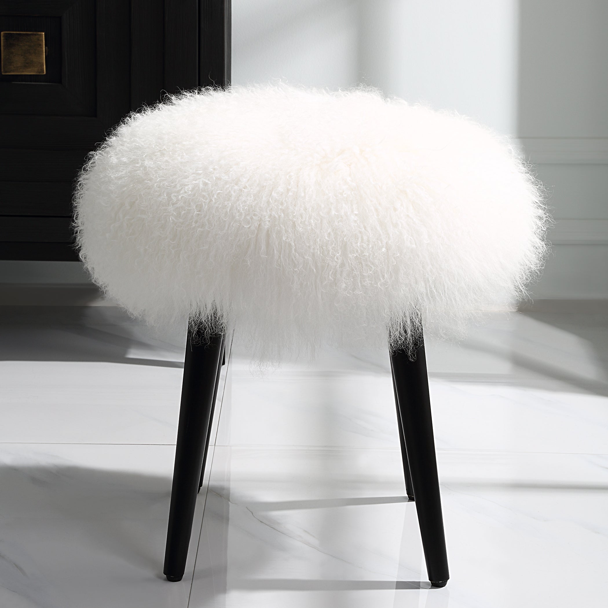 Uttermost Wooly Sheepskin Accent Stool