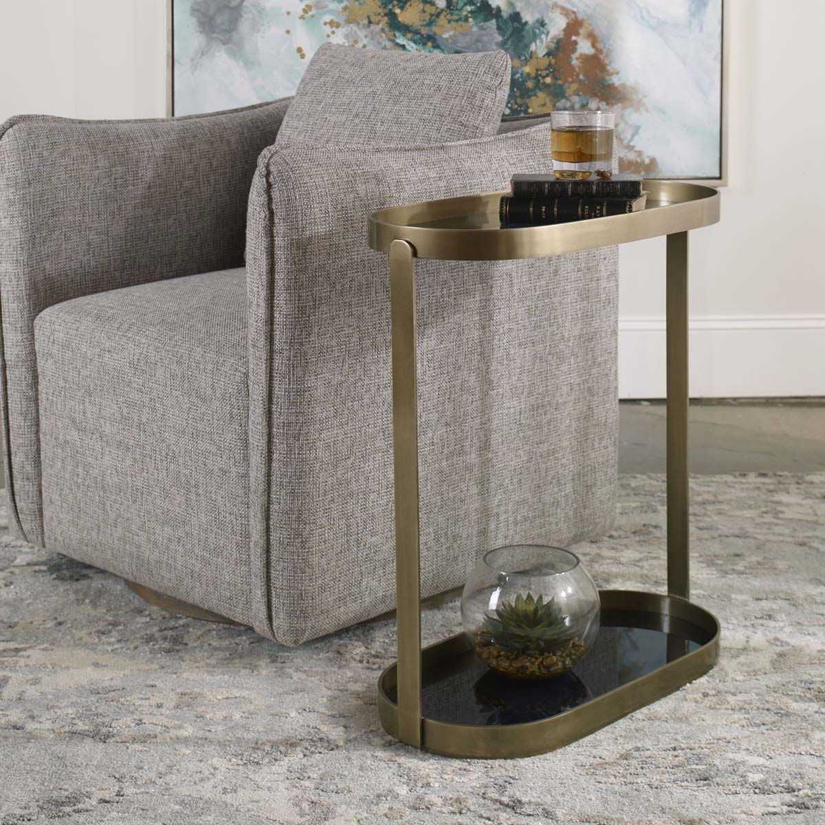 Uttermost Adia Antique Gold Side Table