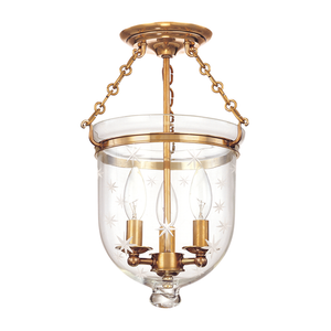 Hudson Valley Lighting Hampton 15.5" 3 Light Semi Flush Aged Brass - 251-AGB-C3