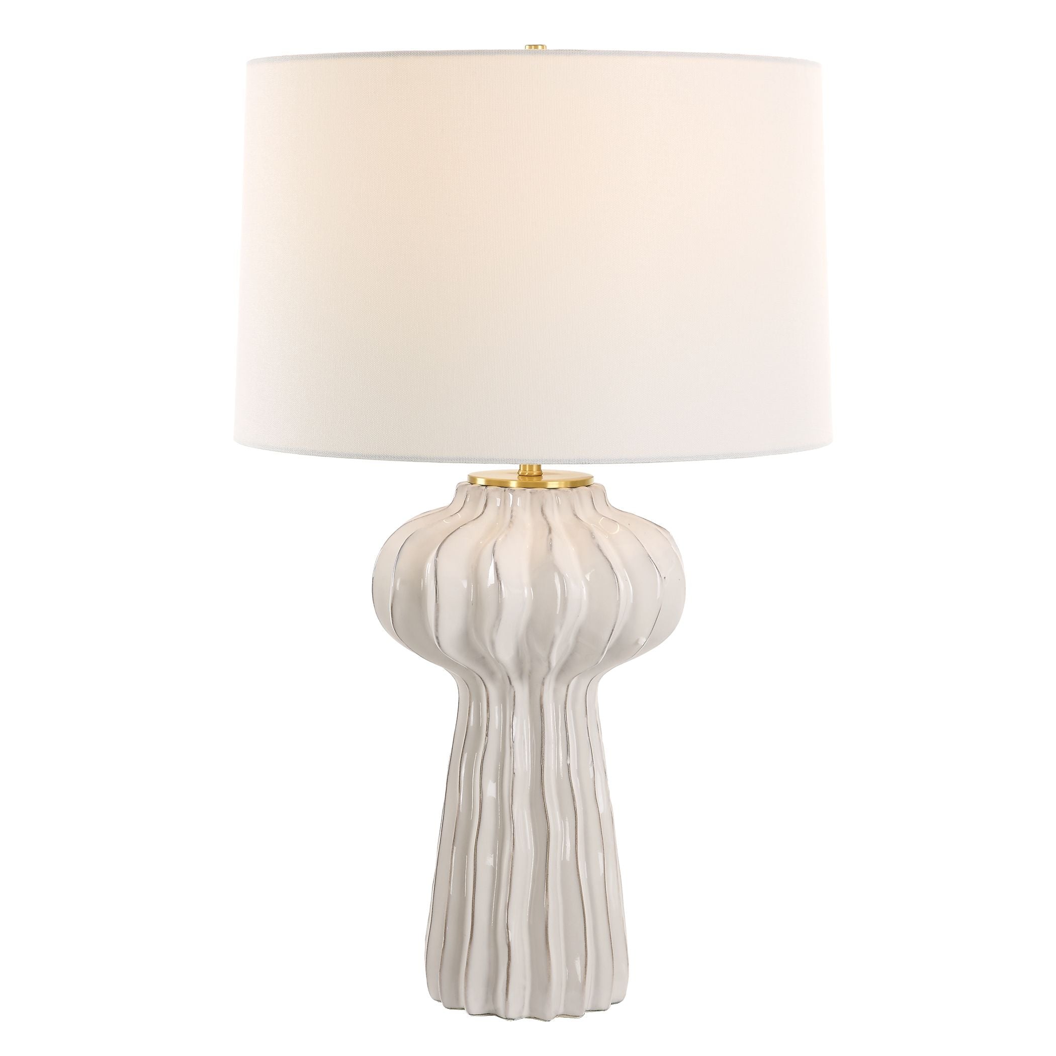 Uttermost Wrenley Ridged White Table Lamp