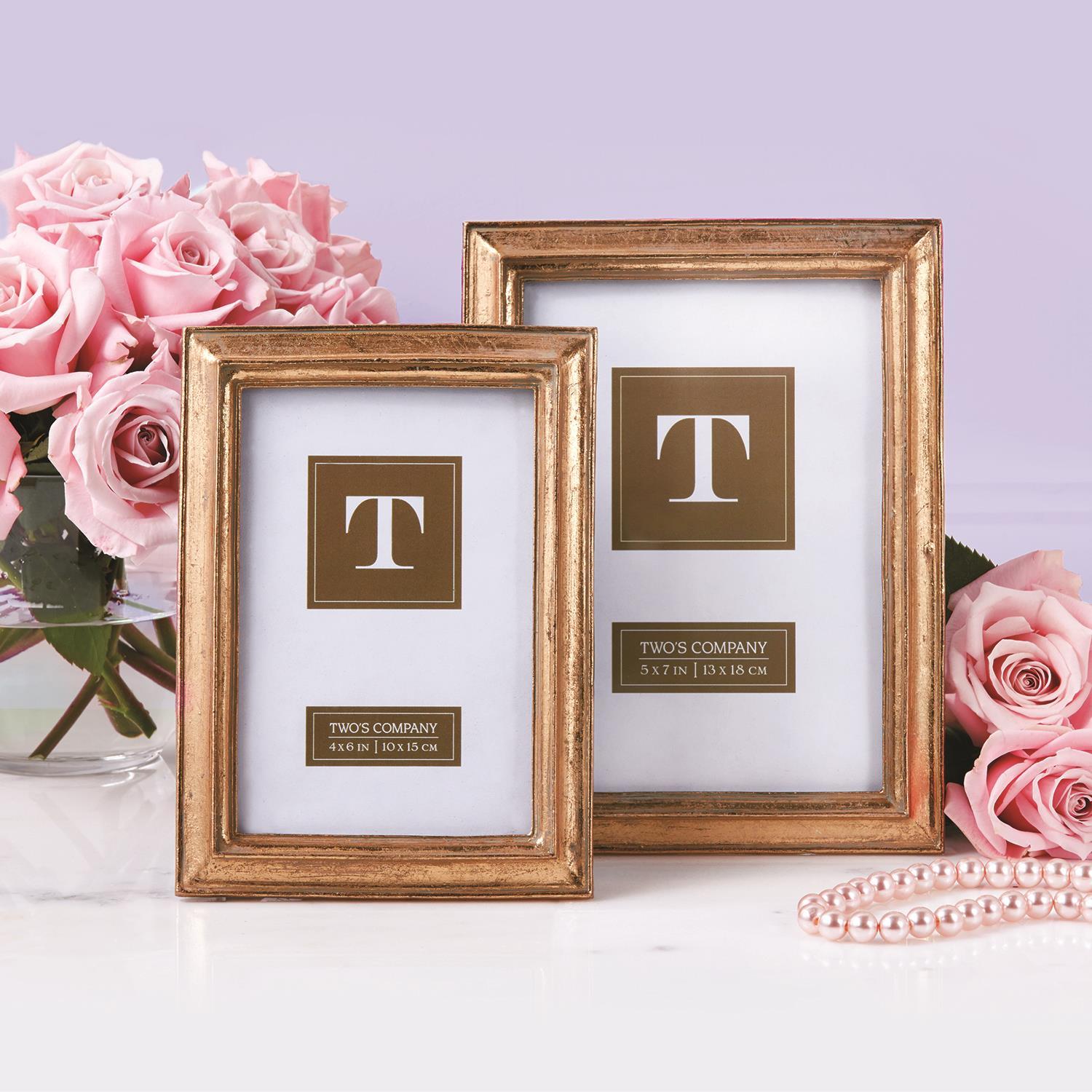 Two's Company Chatelet Gold Leaf Photo Frames (includes 4 x 6 and 5 x 7)