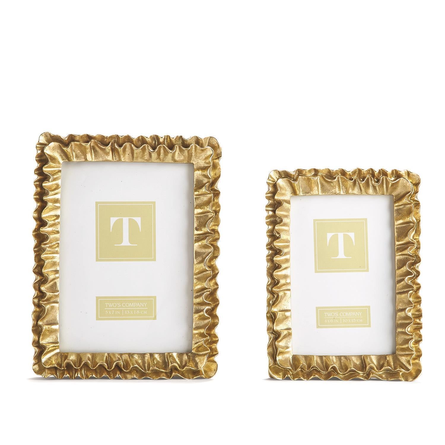 Two's Company S/2 Gold Ruffles Photo Frames Incl 2 Sizes
