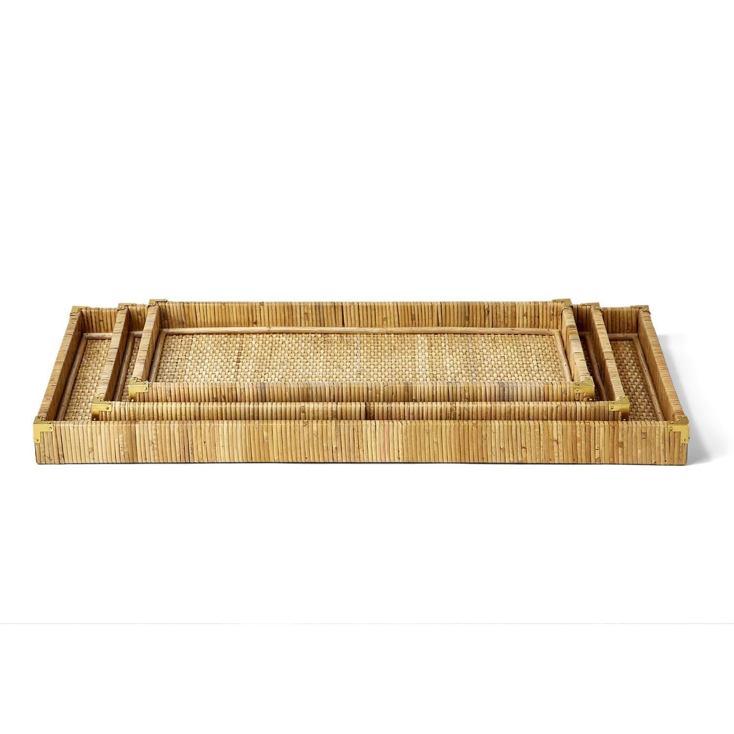 Two's Company S/3 Oversized Rattan Trays