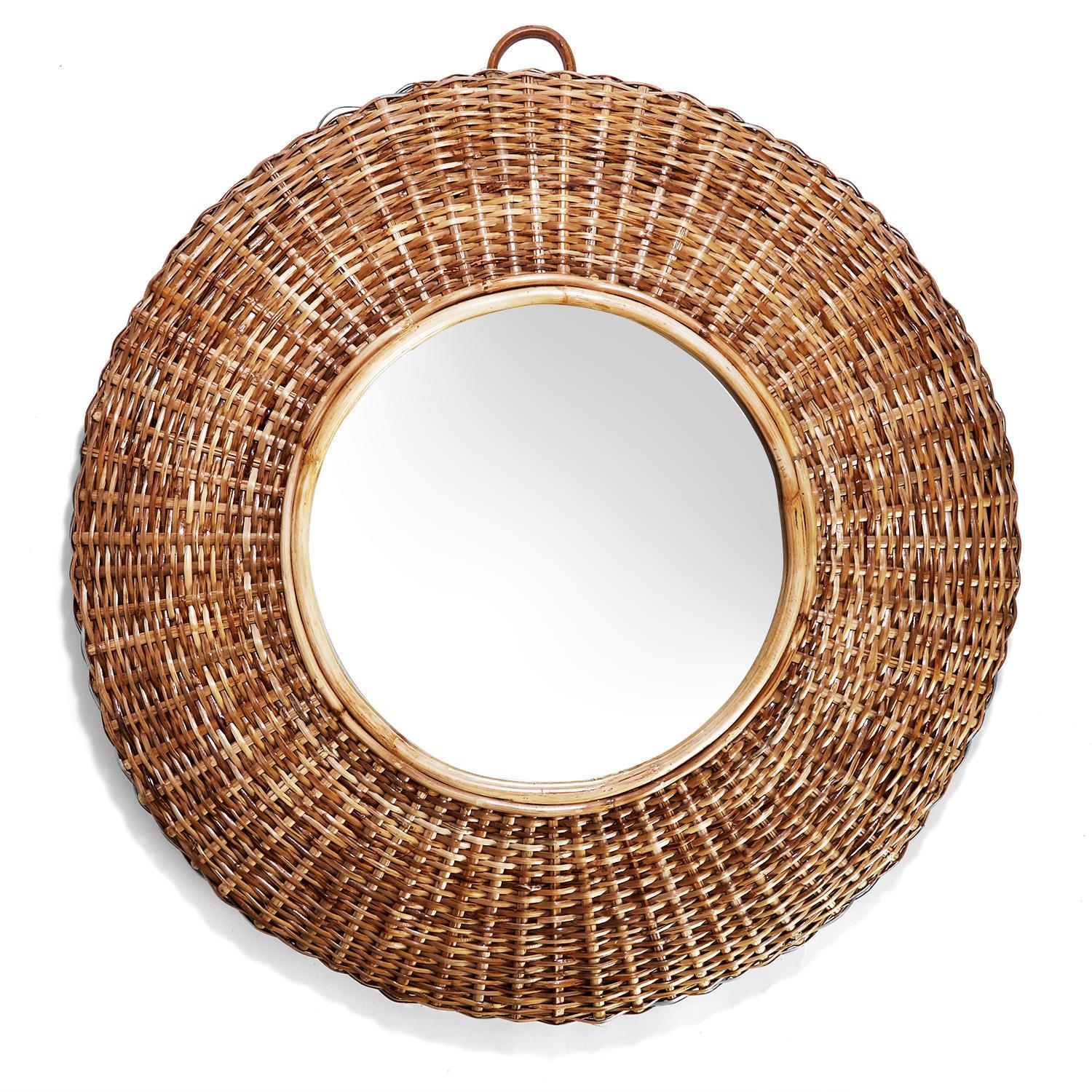 Two's Company Woven Cane Wall Mirror