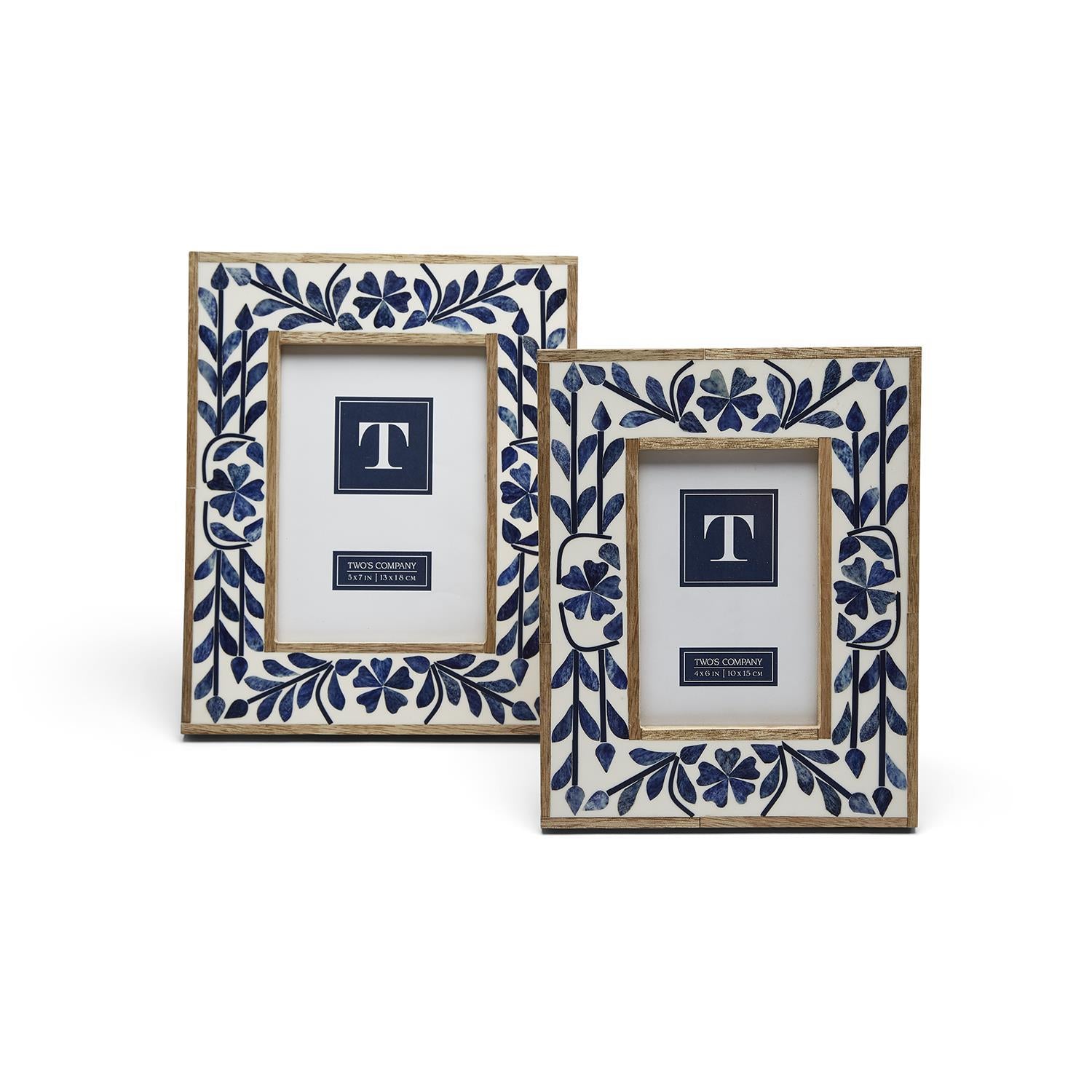 Two's Company S/2 Bone Inlay Photo Frames Includes 2 Sizes