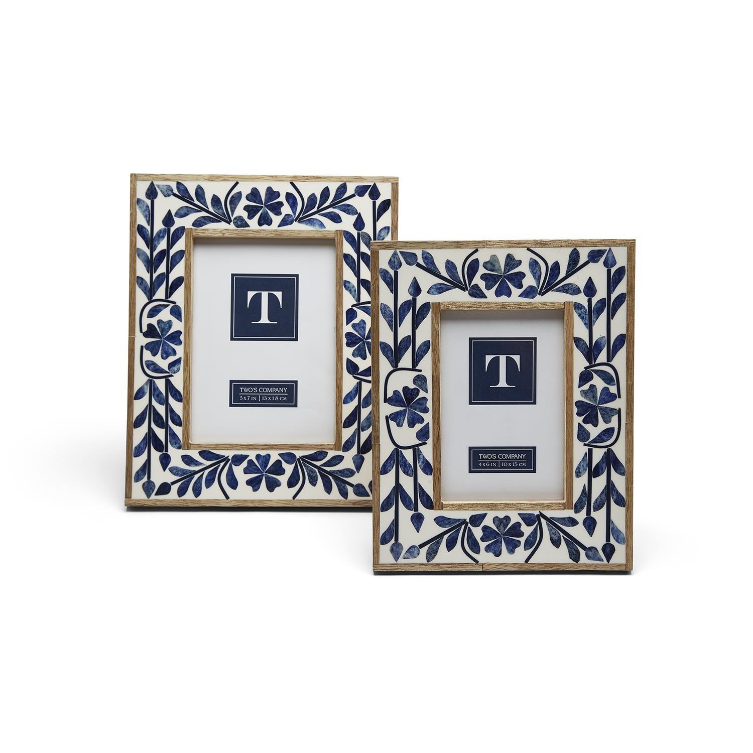 Bone Inlay Photo Frame Two's Company S/2 Bone Inlay Photo Frames Includes 2 Sizes