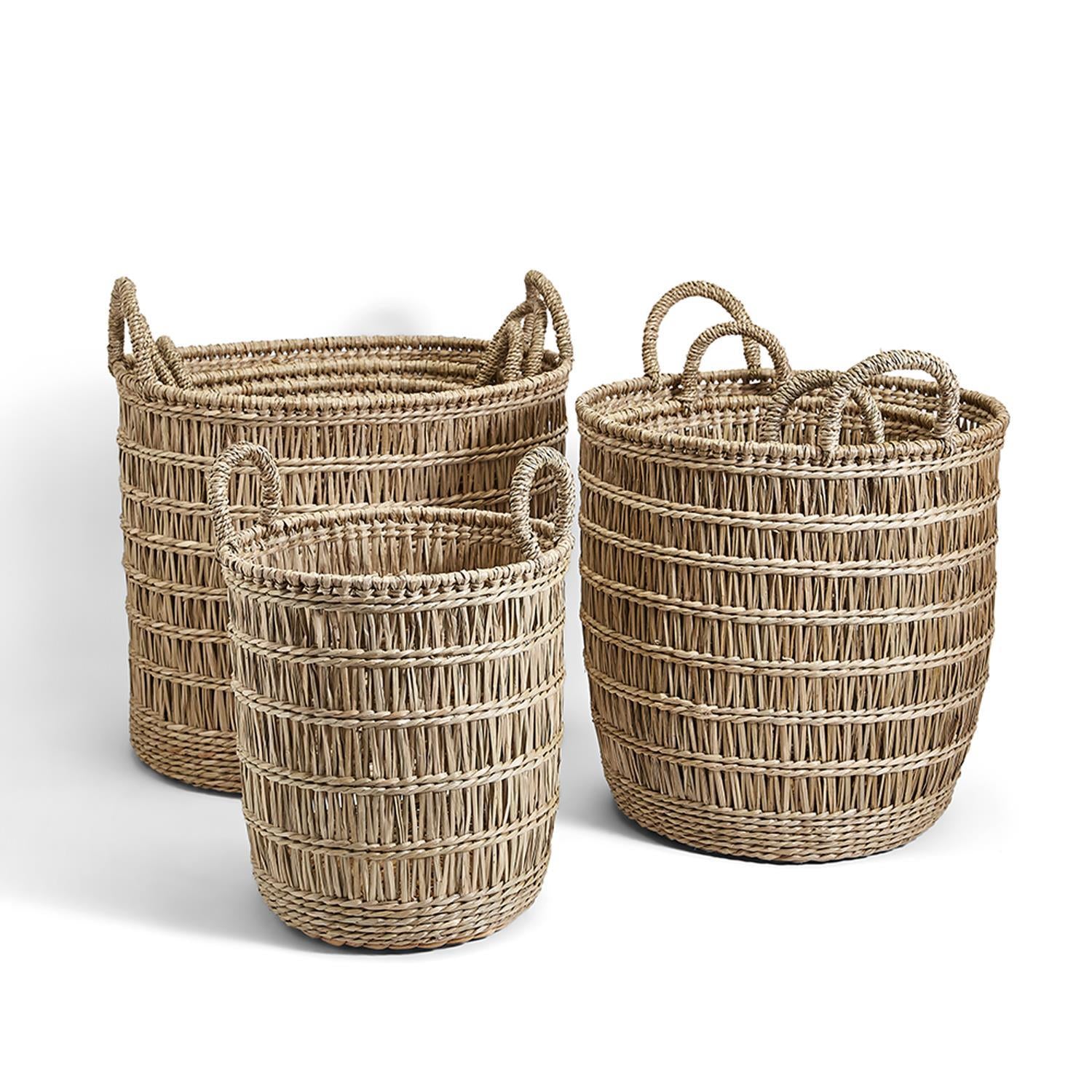 Two's Company S/6 Hand-Crafted Seagrass Baskets Asst 2 Styles