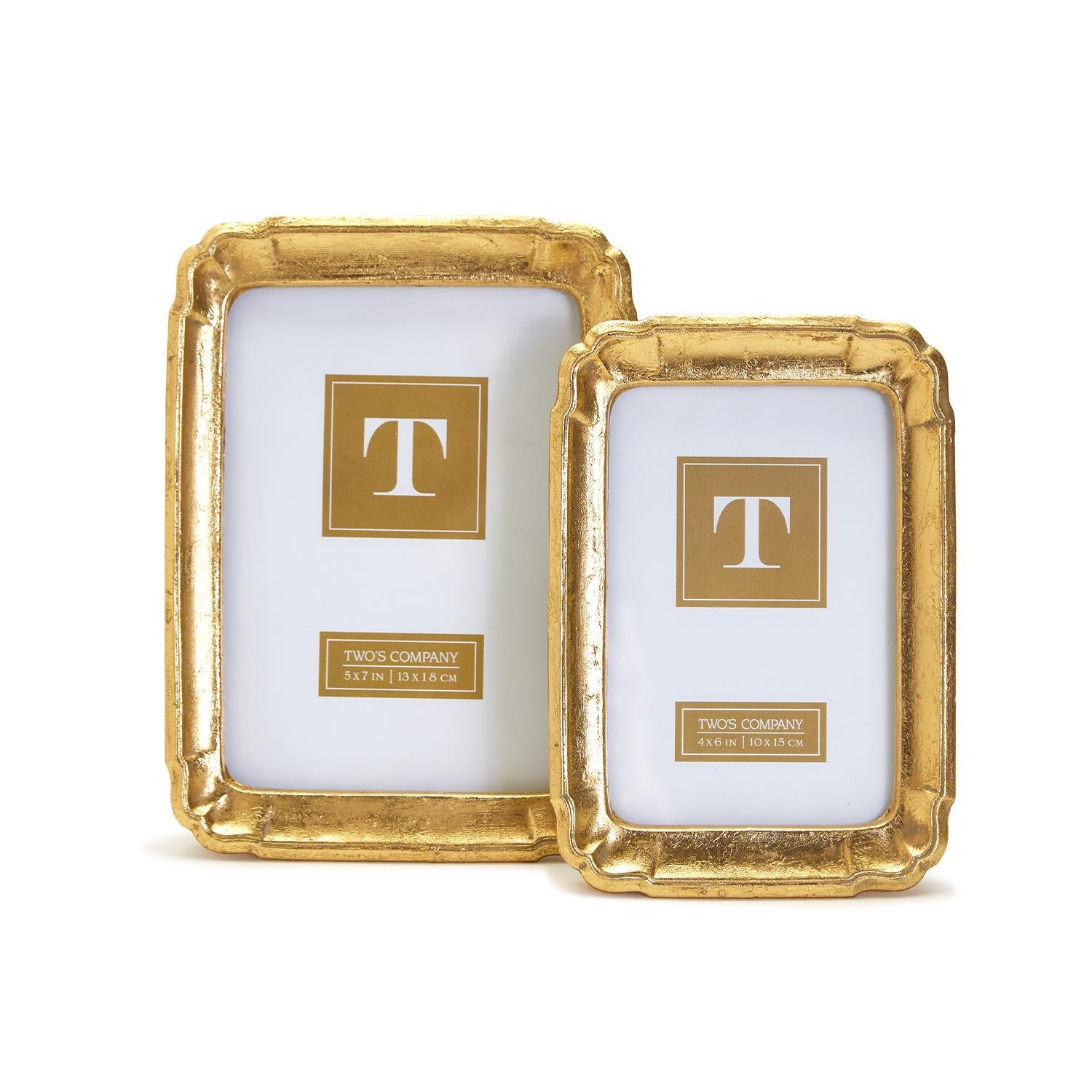 Two's Company S/2 Gold Leaf Photo Frames