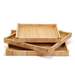 Two's Company S/3 Rattan Square Trays