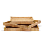 Two's Company S/3 Rattan Square Trays