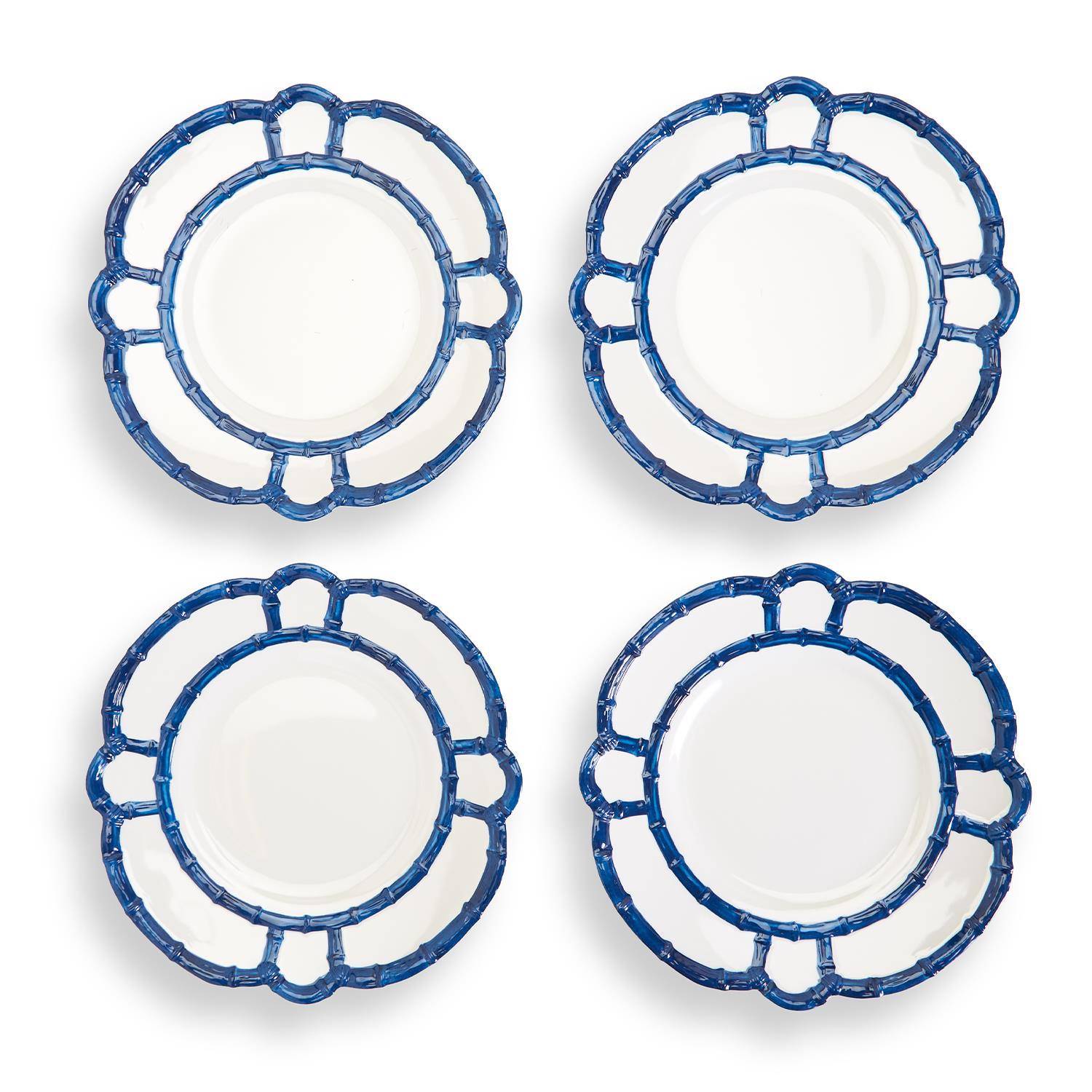 Two's Company S/4 Blue Bamboo Touch Dinner Plate