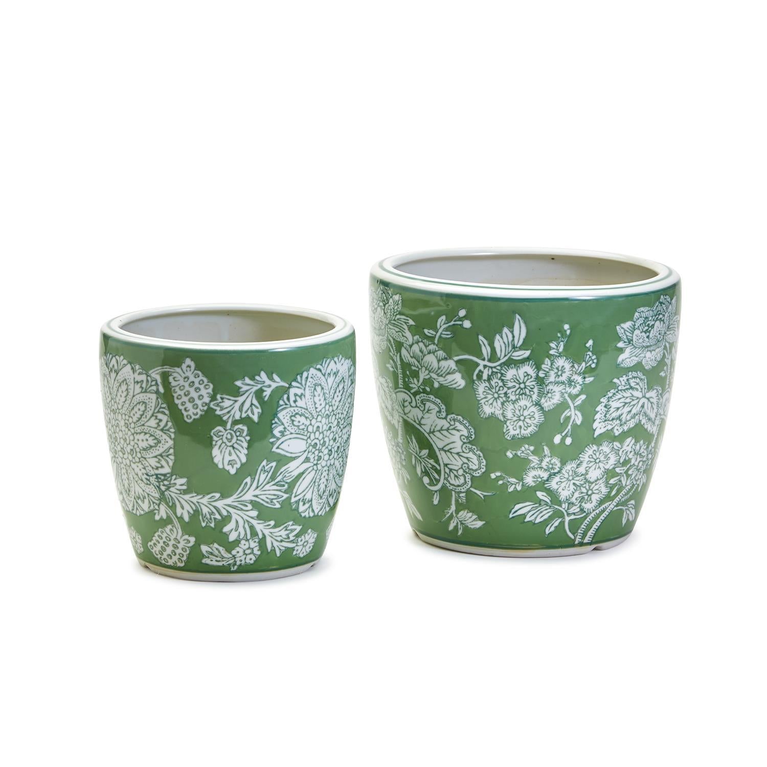 Two's Company Countryside S/2 Hand-Painted Cachepots / Planters