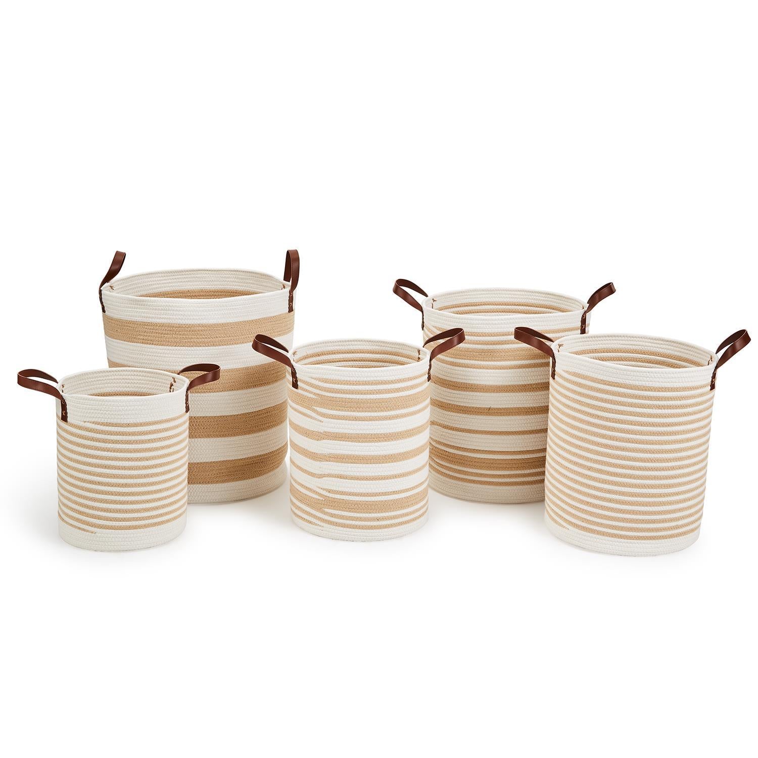 Two's Company S/5 Natural Stripe Baskets