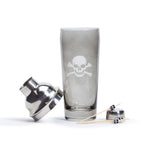 Two's Company Skull & Bones Smoke Glass Cocktail Shaker w/ 20 Skull Picks