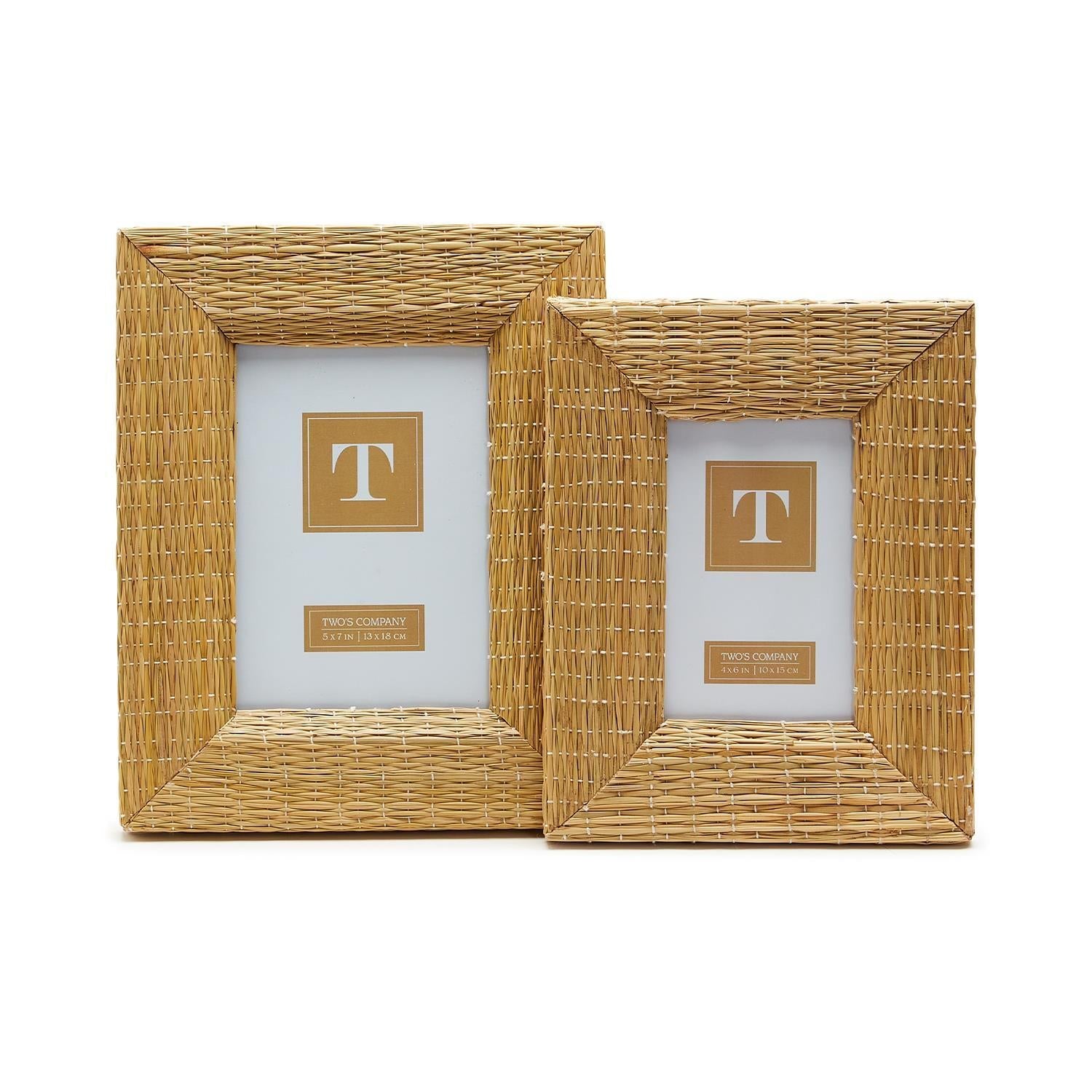 Woven Reeds S/2 Cane Photo Frames  Includes 4x6 and 5x7