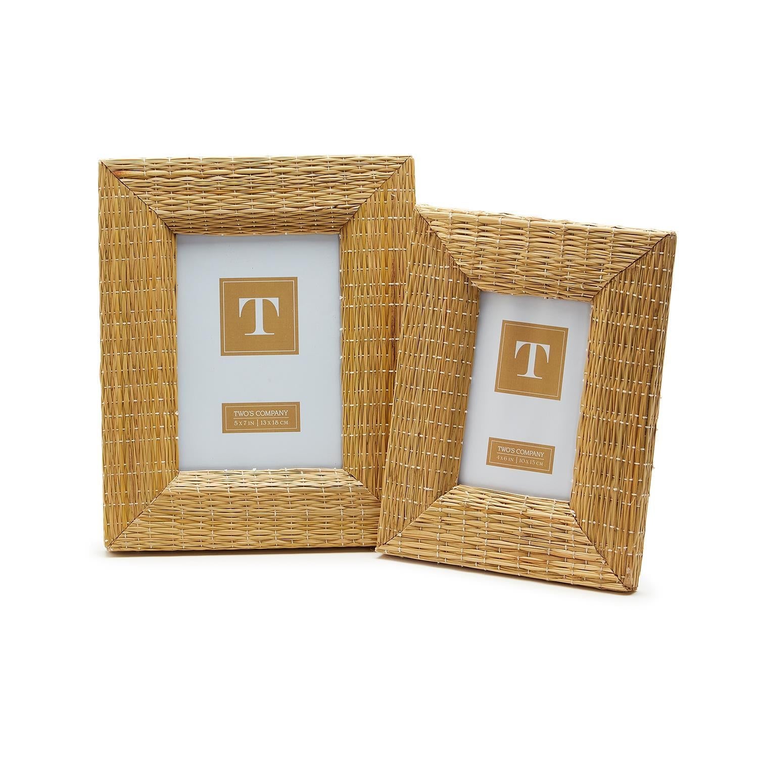 Woven Reeds S/2 Cane Photo Frames  Includes 4x6 and 5x8