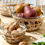 Island Chic S/3 Glass Bowls with Hand-Woven Lattice