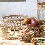 Island Chic S/3 Glass Bowls with Hand-Woven Lattice