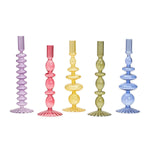 S/5 Hand-Blown Glass Candleholder Incl 5 Colors