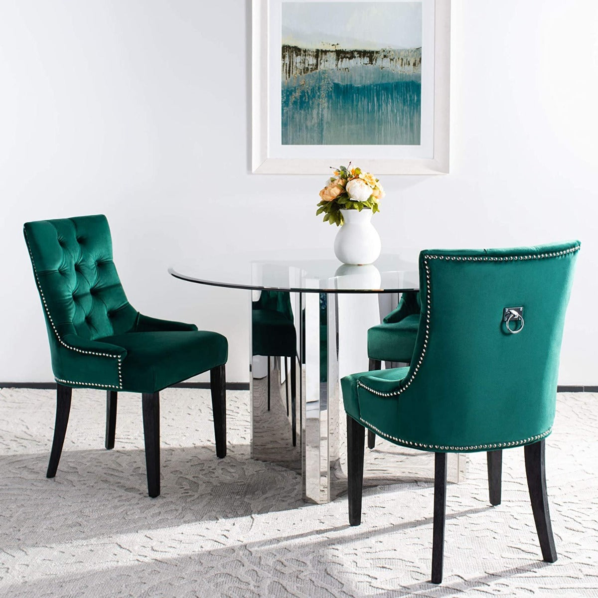 Safavieh Harlow 19''H  Tufted Ring Chair (Set Of 2)   Silver Nail Heads , MCR4716