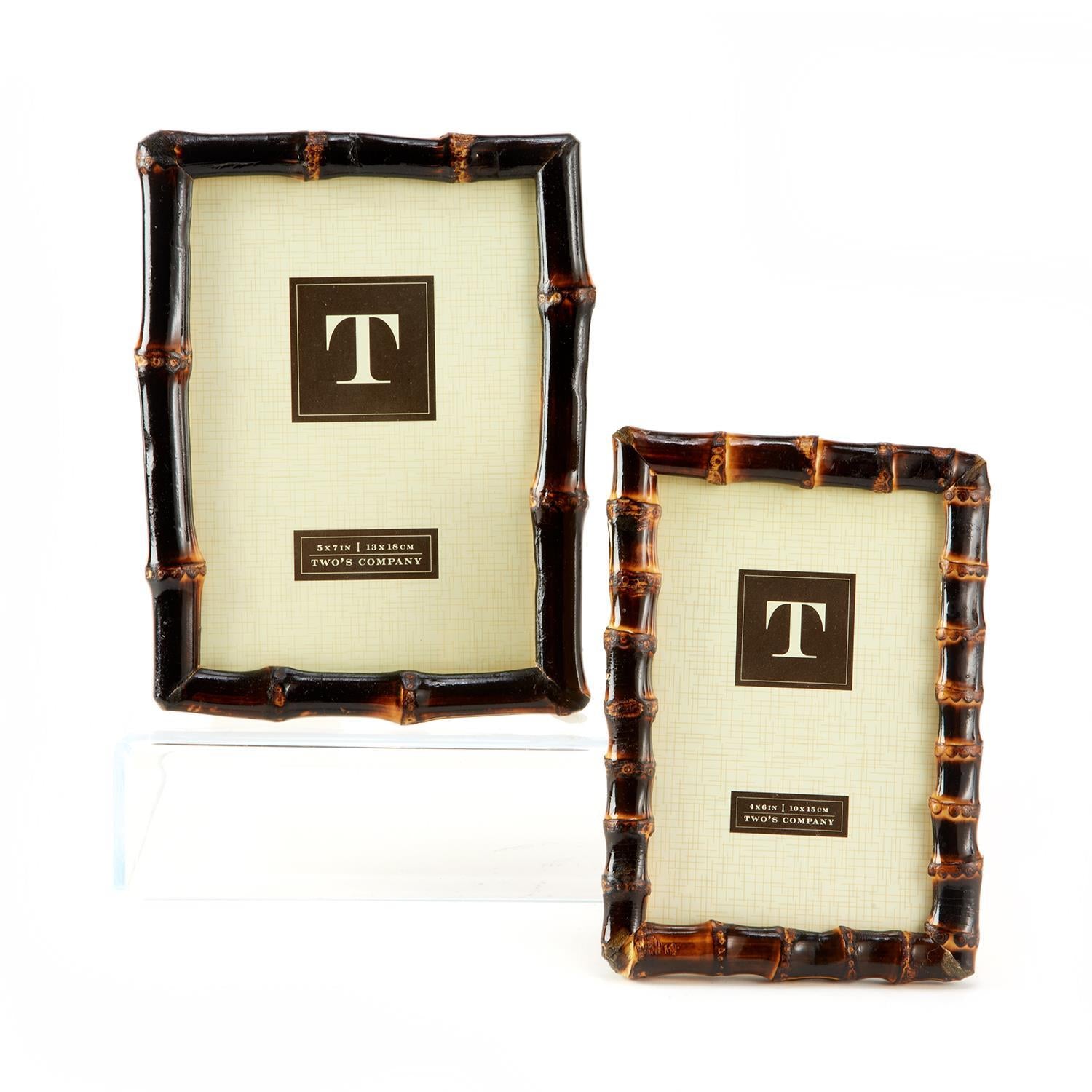 Two's Company S/2 Bamboo Photo Frames Incl 4 x 6 & 5 x 7