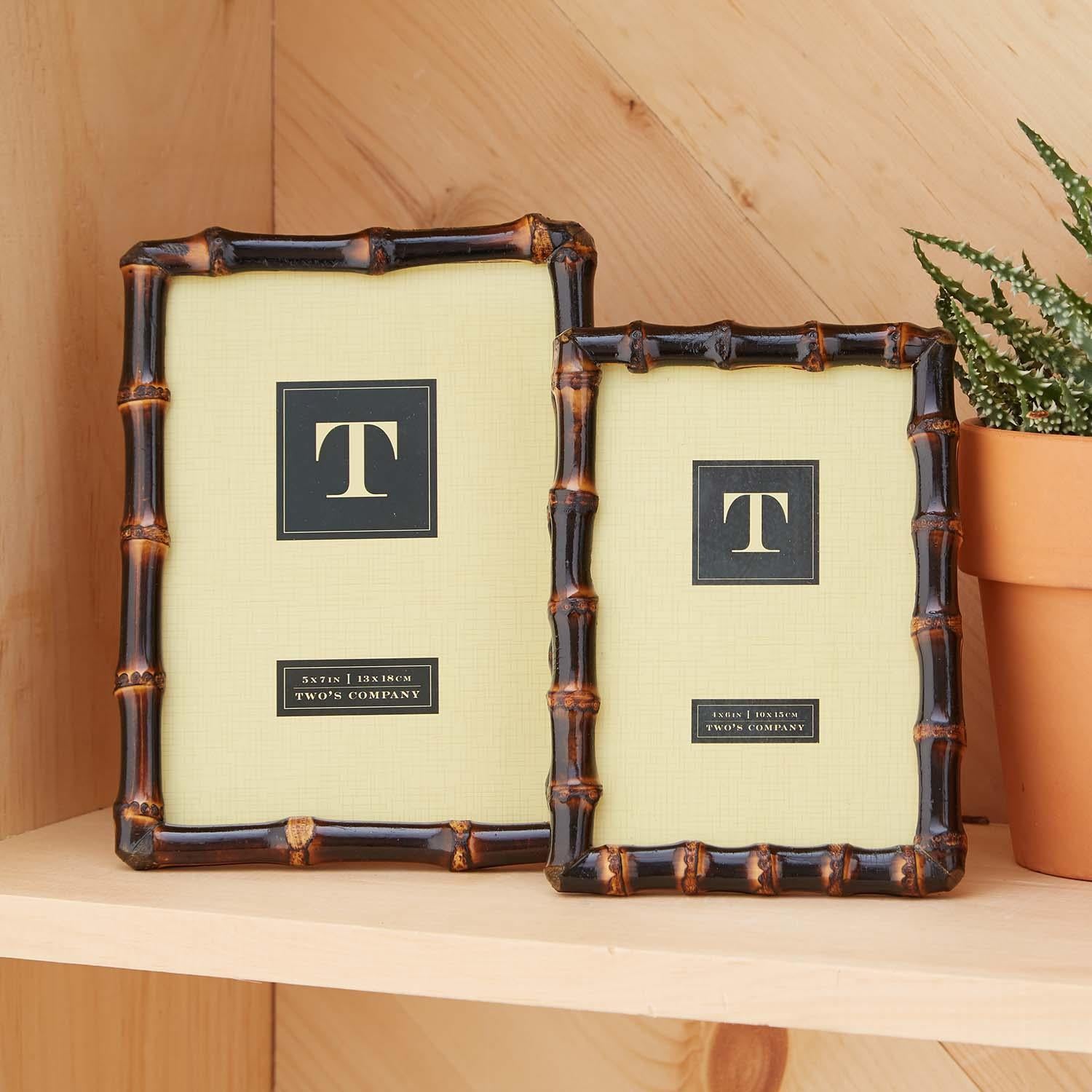 Two's Company S/2 Bamboo Photo Frames Incl 4 x 6 & 5 x 7