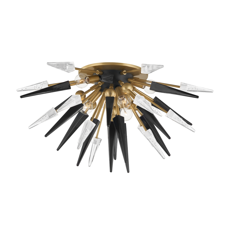 Hudson Valley Lighting Sparta Glass 6 Light Semi Flush - Aged Brass