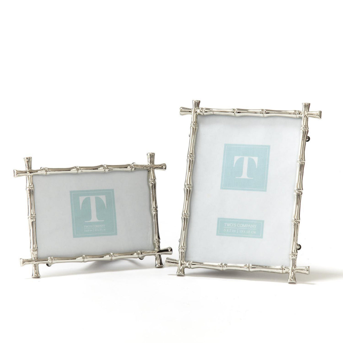 Two's Company Bamboo Photo Frames - Zinc Alloy/Glass (includes 2 sizes)