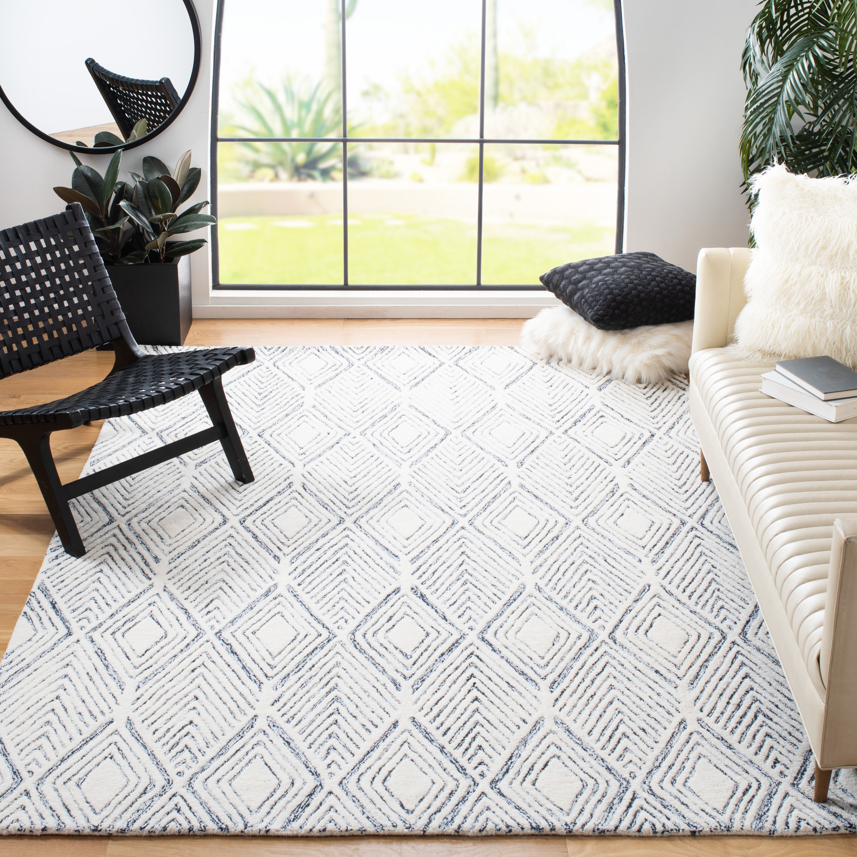 Safavieh Abstract 350 Rug, ABT350 - Ivory / Charcoal