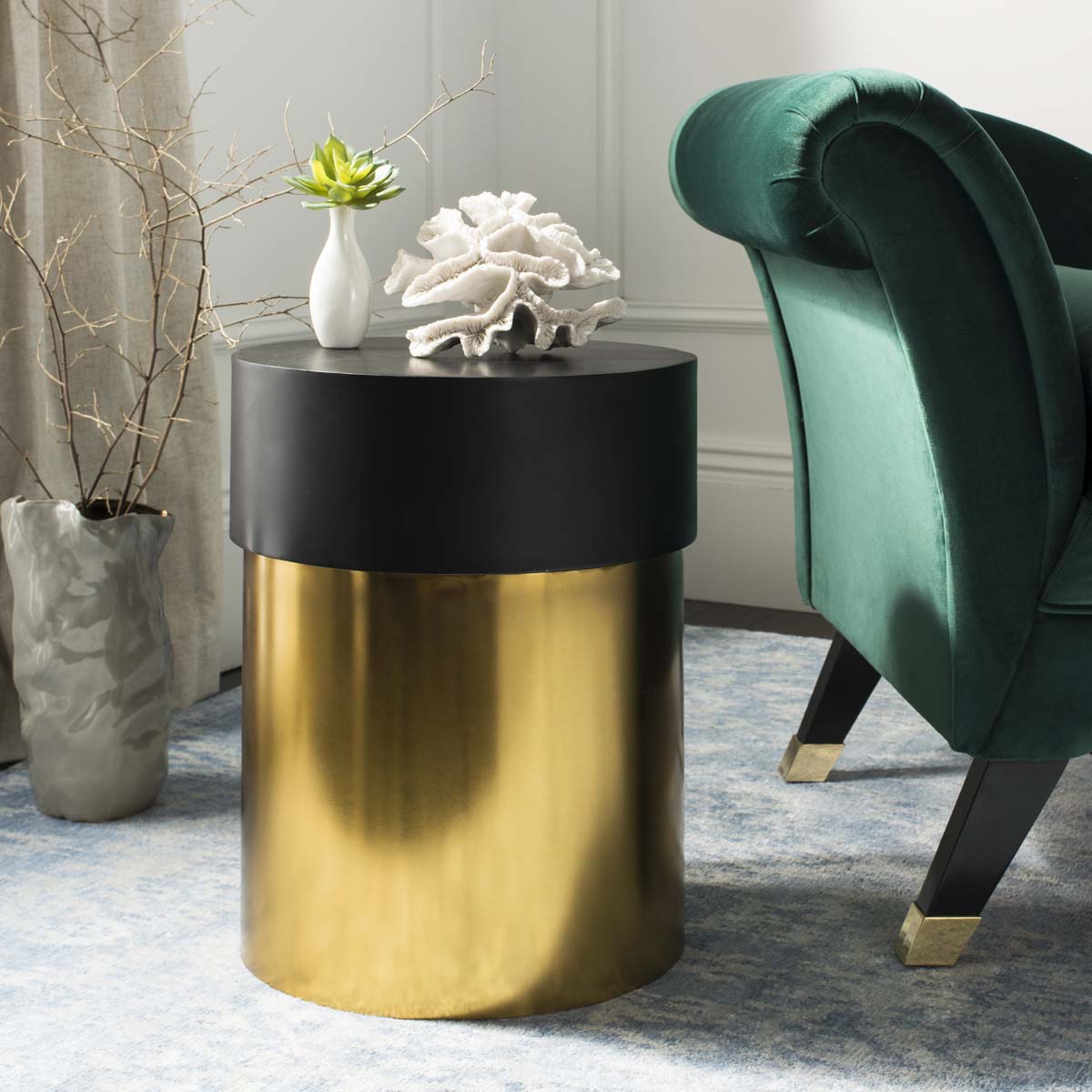 Safavieh Solstice Round Side Table , ACC3201 - Black/Gold