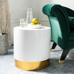 Safavieh Angelo Round Side Table , ACC3203 - White/Gold