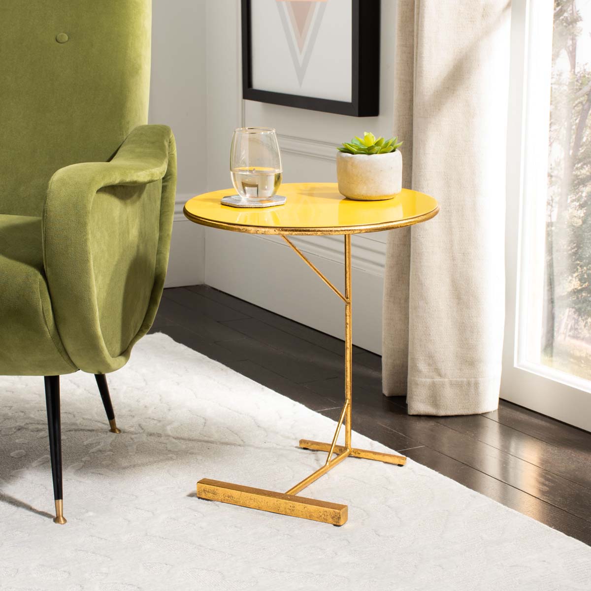 Safavieh Sionne Round C Table , ACC3210 - Yellow Enamel/Gold