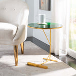Safavieh Sionne Round C Table , ACC3210 - Hunter Green Enamel/Gold