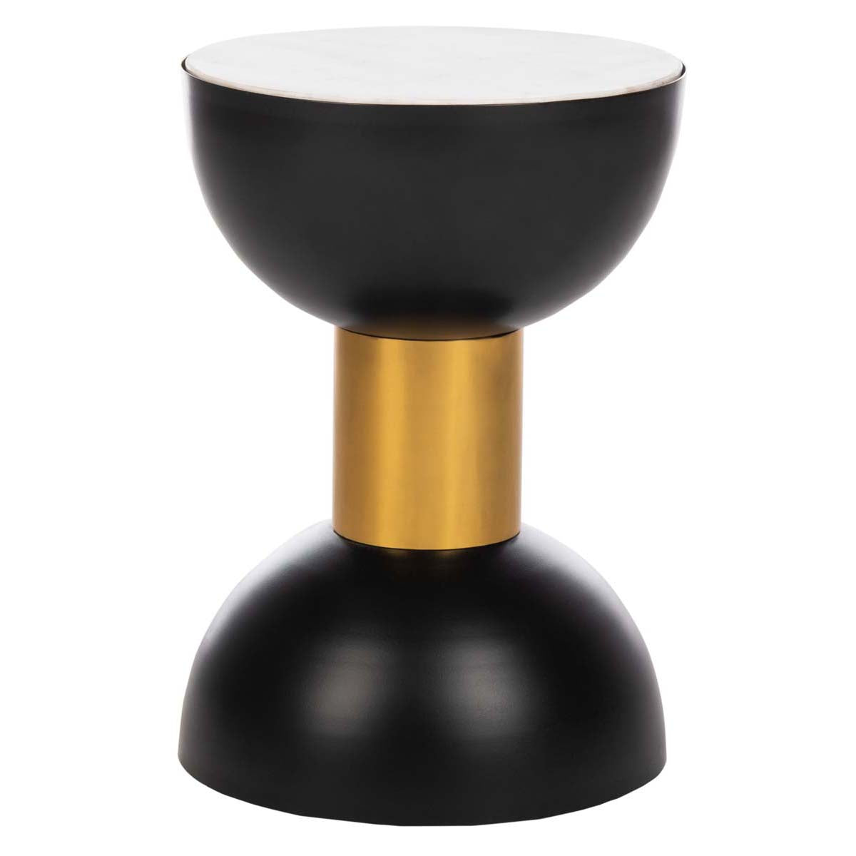Safavieh Zephyr Round Accent Table , ACC3212 - White Marble/Black/Gold