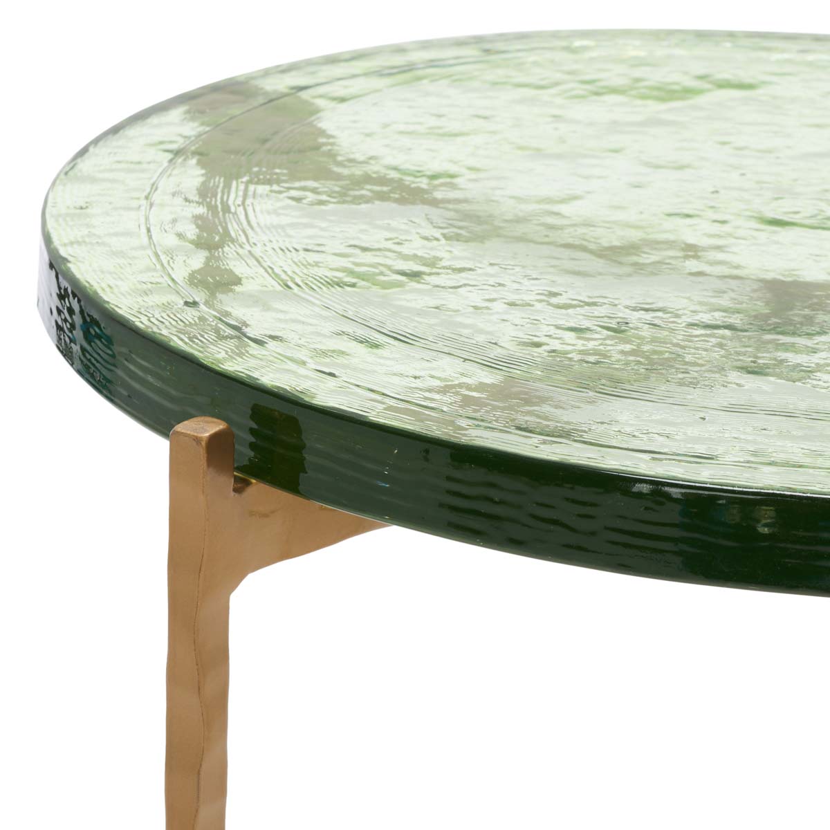 Safavieh Tengah Round Glass Accent Table , ACC3213 - Green/Brass