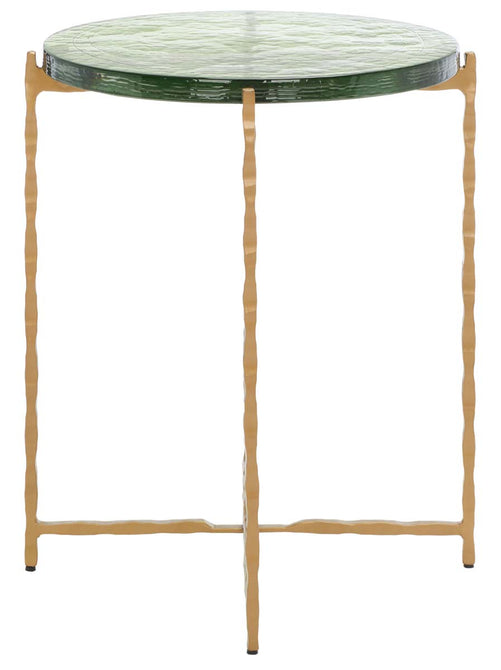 Safavieh Tengah Round Glass Accent Table , ACC3213 - Green/Brass