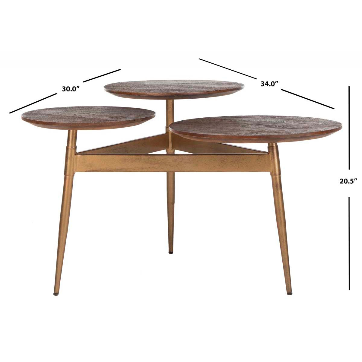 Safavieh Ian 3 Circle Accent Table , ACC3702 - Rustic Honey/Gold