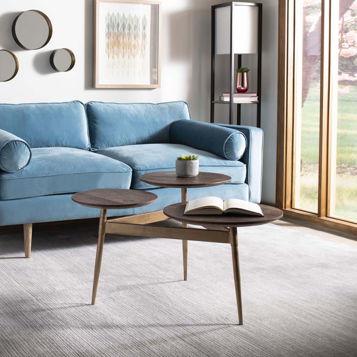 Safavieh Ian 3 Circle Accent Table , ACC3702 - Rustic Honey/Gold